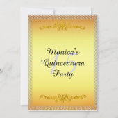 Quinceanera Gold Birthday Party 2 Uitnodiging (Achterkant)