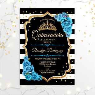 Quinceanera - Gold Black Blue Kaart