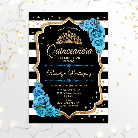 Quinceanera - Gold Black Blue Kaart