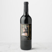 Quinceanera Gold Black Foto Elegant Wine Label Wijn Etiket (Voorkant)
