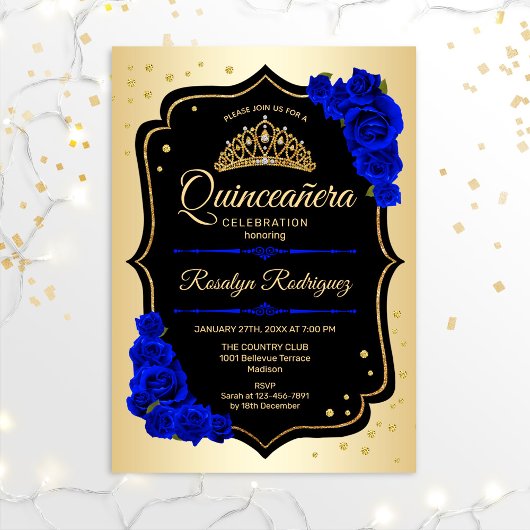 Quinceanera - Gold Black Royal Blue Kaart