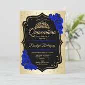 Quinceanera - Gold Black Royal Blue Kaart (Staand voorkant)