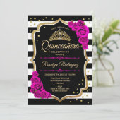 Quinceanera - Gold Black Roze Kaart (Staand voorkant)