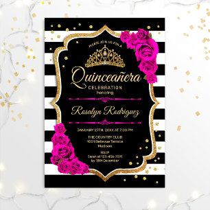 Quinceanera - Gold Black Roze Kaart