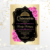 Quinceanera - Gold Black Roze Kaart