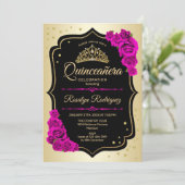Quinceanera - Gold Black Roze Kaart (Staand voorkant)