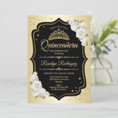 Quinceanera - Gold Black White Kaart (Staand voorkant)