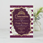 Quinceanera - Gold Burgundy Kaart (Staand voorkant)
