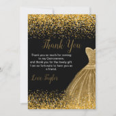 Quinceanera Gold Dress Faux Glitter Bedankkaart (Voorkant)