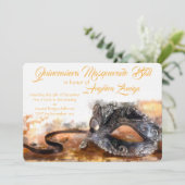 Quinceañera Gold en Black Masquerade Waterverf Kaart (Staand voorkant)