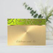 Quinceanera Gold en Limoen Filigree Swirl Border Kaart (Staand voorkant)