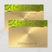 Quinceanera Gold en Limoen Filigree Swirl Border Kaart (Voorkant / Achterkant)