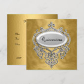 Quinceañera Gold en Silver Invitation Quinceañera Kaart (Voorkant / Achterkant)