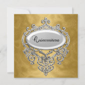 Quinceañera Gold en Silver Invitation Quinceañera Kaart (Voorkant)