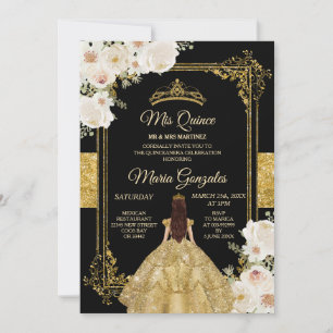 Quinceanera Gold en White Floral Birthday Crown Kaart