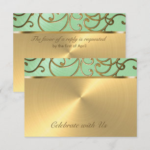 Quinceañera Gold Filigree Swirls Kaart