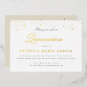 Quinceanera Gold folie briefkaart uitnodiging