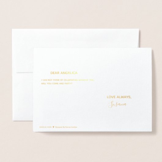 Quinceañera Gold - gepersonaliseerde uitnodiging (Met envelop)