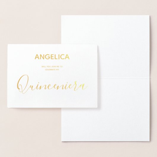 Quinceañera Gold - gepersonaliseerde uitnodiging (Display)