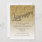 Quinceanera Gold Glitter Verjaardag Uitnodiging (Voorkant)