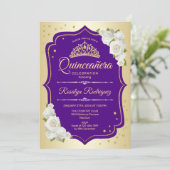 Quinceanera - Gold Paars Kaart (Staand voorkant)