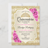 Quinceanera - Gold Pastel Pink Kaart (Voorkant)