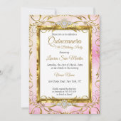 Quinceanera Gold Pink Diamond Kaart (Voorkant)