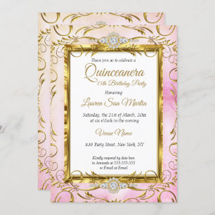 Quinceanera Gold Pink Diamond Kaart