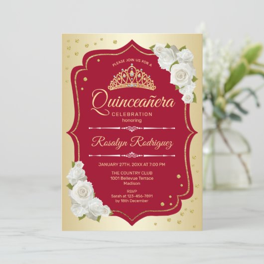 Quinceanera - Gold Red Kaart (Staand voorkant)