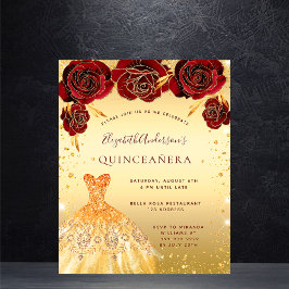 Quinceanera Gold rode glitter jurk Flyer