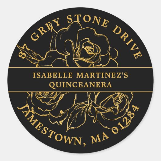 Quinceanera Gold Roos retour adres label (Voorkant)