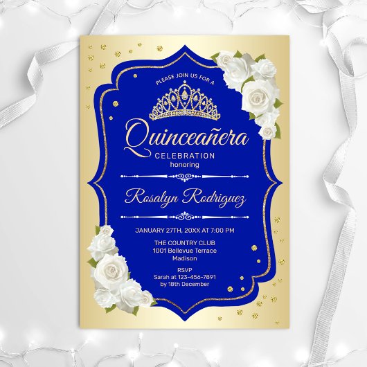 Quinceanera - Gold Royal Blue Kaart
