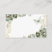 Quinceañera Gold & Sage Green Butterfly Details Informatiekaartje (Achterkant)