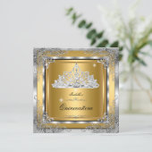 Quinceanera Gold Silver Diamond Tiara 15e partij Kaart (Staand voorkant)