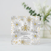 Quinceanera Gold Silver Snow Winter Wonderland Kaart (Staand voorkant)