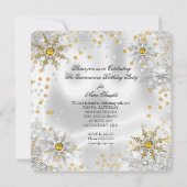 Quinceanera Gold Silver Snow Winter Wonderland Kaart (Achterkant)