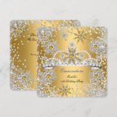 Quinceanera Gold Silver Winter Wonderland Kaart (Voorkant / Achterkant)