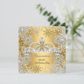 Quinceanera Gold Silver Winter Wonderland Kaart (Staand voorkant)
