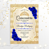 Quinceanera - Gold Stripes Royal Blue Kaart