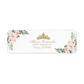 Quinceanera Gold Tiara Blush Pink Floral Label (Voorkant)
