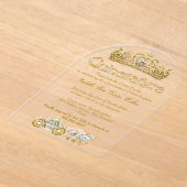 Quinceanera Gold Tiara Diamonds Princess Carriage Acryl Uitnodigingen (Laagn)