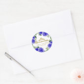 Quinceanera Gold Tiara Royal Blue Floral Ronde Sticker (Envelop)