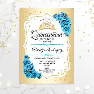 Quinceanera - Gold White Blue Kaart