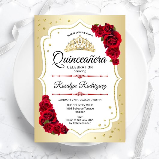 Quinceanera - Gold White Red Kaart