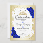 Quinceanera - Gold White Royal Blue Kaart (Voorkant)