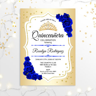 Quinceanera - Gold White Royal Blue Kaart