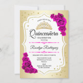 Quinceanera - Gold White roze Kaart (Voorkant)