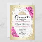 Quinceanera - Gold White roze Kaart (Voorkant)