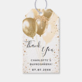 Quinceanera Gold witte glitter ballon bedankt Cadeaulabel (Voorkant)