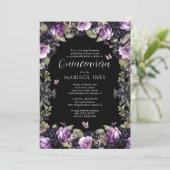 Quinceañera Gótica Morada y Negra con Flores Moody Kaart (Staand voorkant)